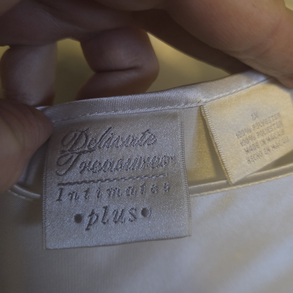 Vintage Delicate Moments Intimates Plus 1X Satin Slip Dress  White Y2K Lingerie - Picture 6 of 8